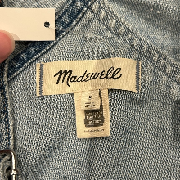 NWT Madewell Denim Relaxed Carpenter Overalls Lewisberg Wash Women’s Size Small - Picture 5 of 10